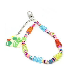 COLORFUL RAINBOW ACRYLIC BEAD MOBILE PHONE CHAIN FASHION 2021 HEART LETTER SHAPE CELLPHONE ACCESSORIES PENDANT STRAP LANYARD vasttrend trendy looking dude