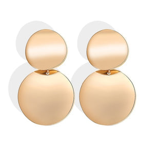 Simple fashion gold color Silver plated geometric big round Clip earrings for women fashion big hollow Ear clip jewelry