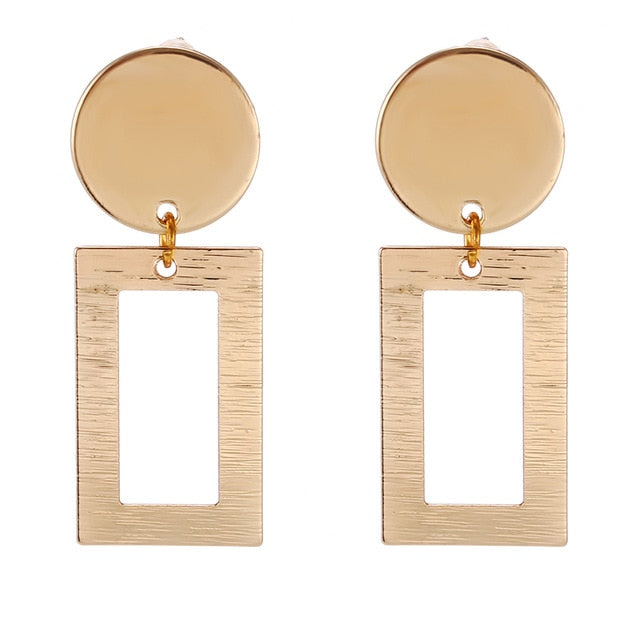 Simple fashion gold color Silver plated geometric big round Clip earrings for women fashion big hollow Ear clip jewelry