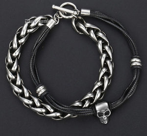 Gunmetal Mens Leather Bracelet - itseight