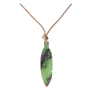 Ruby Zoisite Feather Necklace Rubis Zoisite - itseight